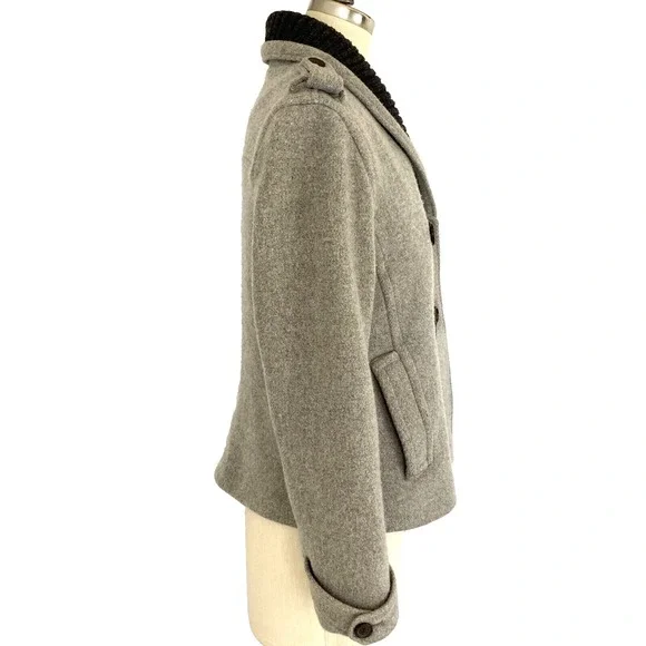 J. Crew Stadium Cloth by Nello Gori 6 Pea Coat Jacket Wool Blend Lined Gray Coat - Picture 6 of 12